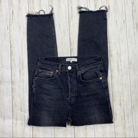 Re/Done Originals High Rise Ankle Cropped in Black - Picture 2 of 11